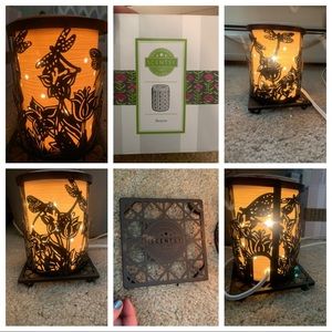 Scentsy Etched Cote Warmer, wrap and stand set
